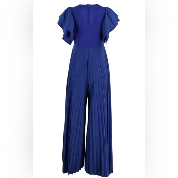 Blue Sexy Elegant Solid Patchwork V Neck Evening Dress Plus Size Dresses - Picture 4 of 7